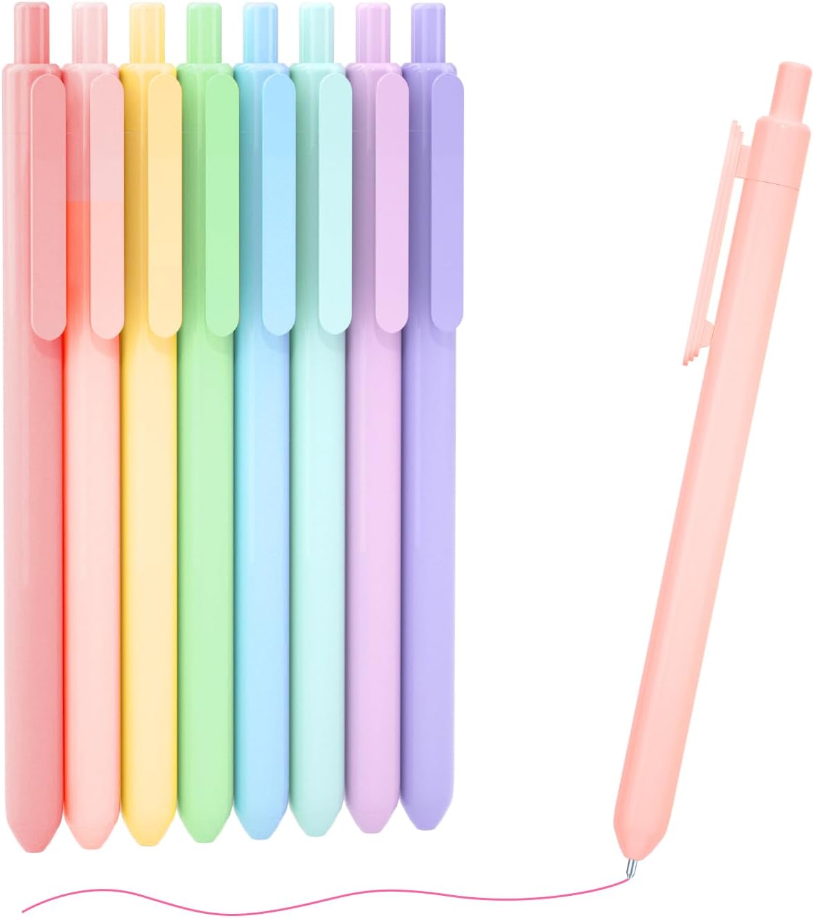 Shuttle Art Colored Retractable Gel Pens, 8 Pastel Ink Colors, Cute Pens 0.5mm Fine Point Quick Drying for Writing Drawing Journaling Note Taking School Office Home