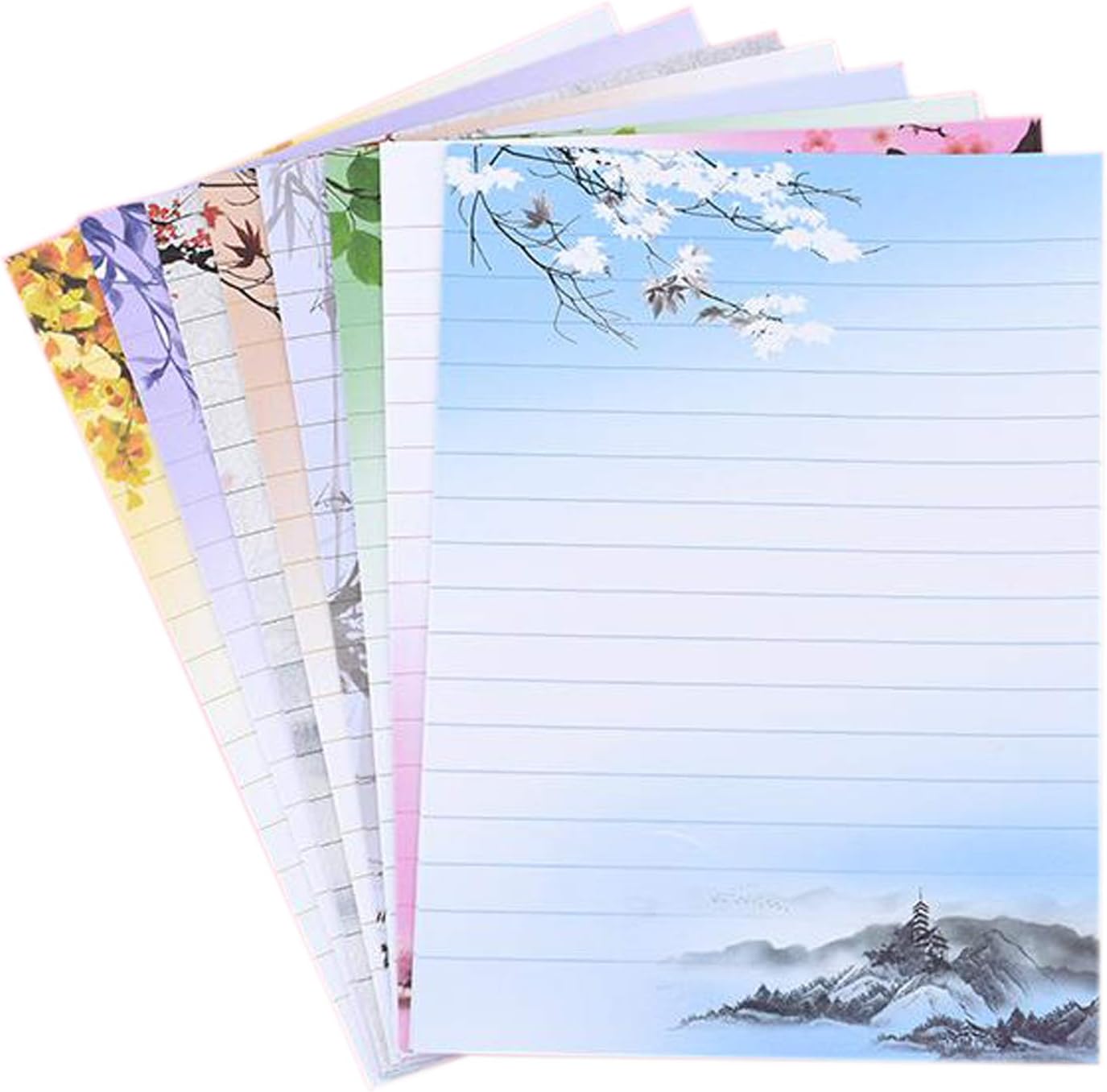 IMagicoo 40 Lined Writing Stationery Paper Vintage Retro Design Letter Set, 8 Different Style