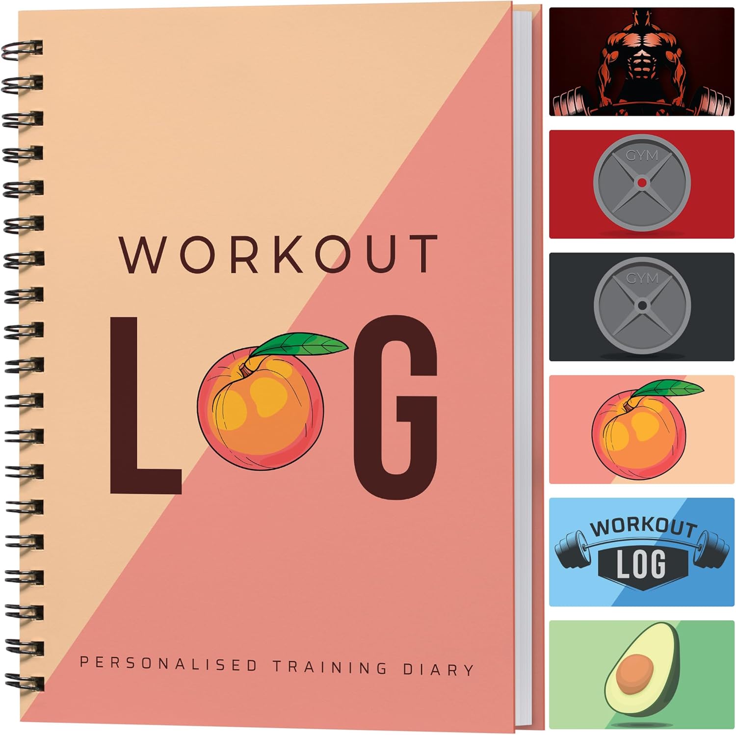 Fitness Logbook - Workout Planner - A5 Size, 15x20 cm, Peachy Pink - Improved Thicker Cover - Training Diary - Goal Setting for Bodybuilding - Log Book Journal - by Workout Log
